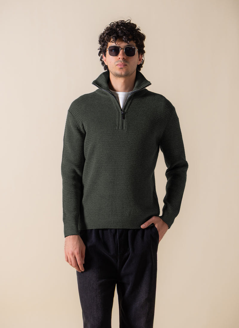 KNITTED QUARTER-ZIP JUMPER
