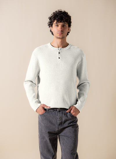 TEXTURED HENLEY SWEATSHIRT