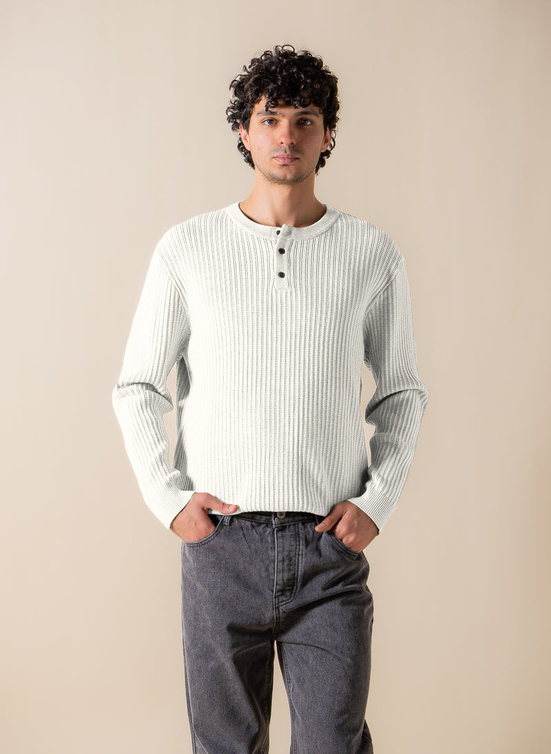 TEXTURED HENLEY SWEATSHIRT