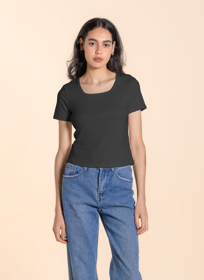 WIDE NECK BASIC T-SHIRT