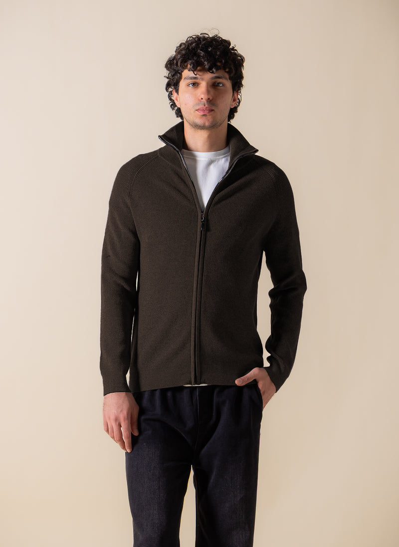 KNITTED ZIP-UP CARDIGAN