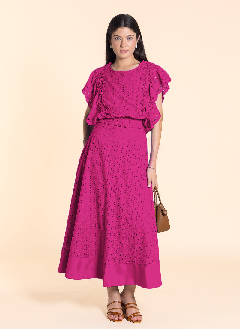 DETAILED CUTWORK SKIRT SET
