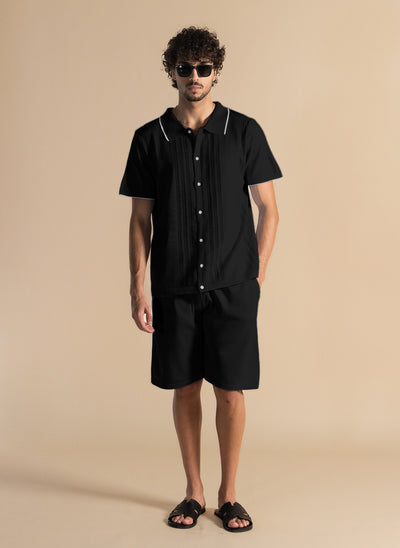 FINE KNIT DETAILED SHIRT SET