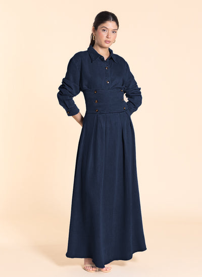 HIGH WAIST SOFT MAXI SKIRT DENIM SET
