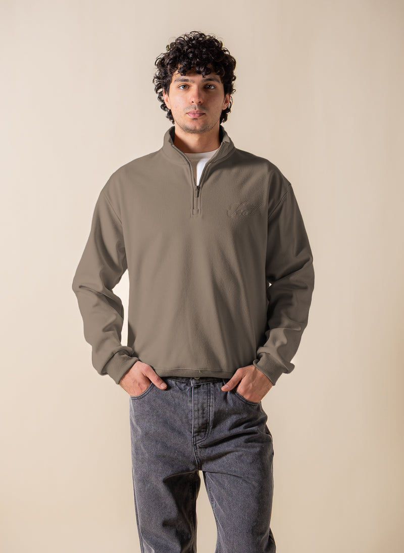 EMBROIDERED QUARTER-ZIP SWEATSHIRT