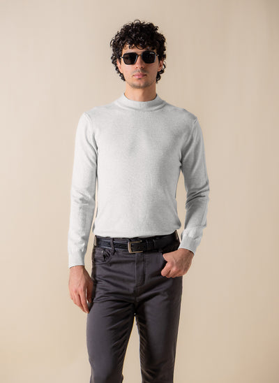 FINE KNIT MOCK-NECK SWEATER