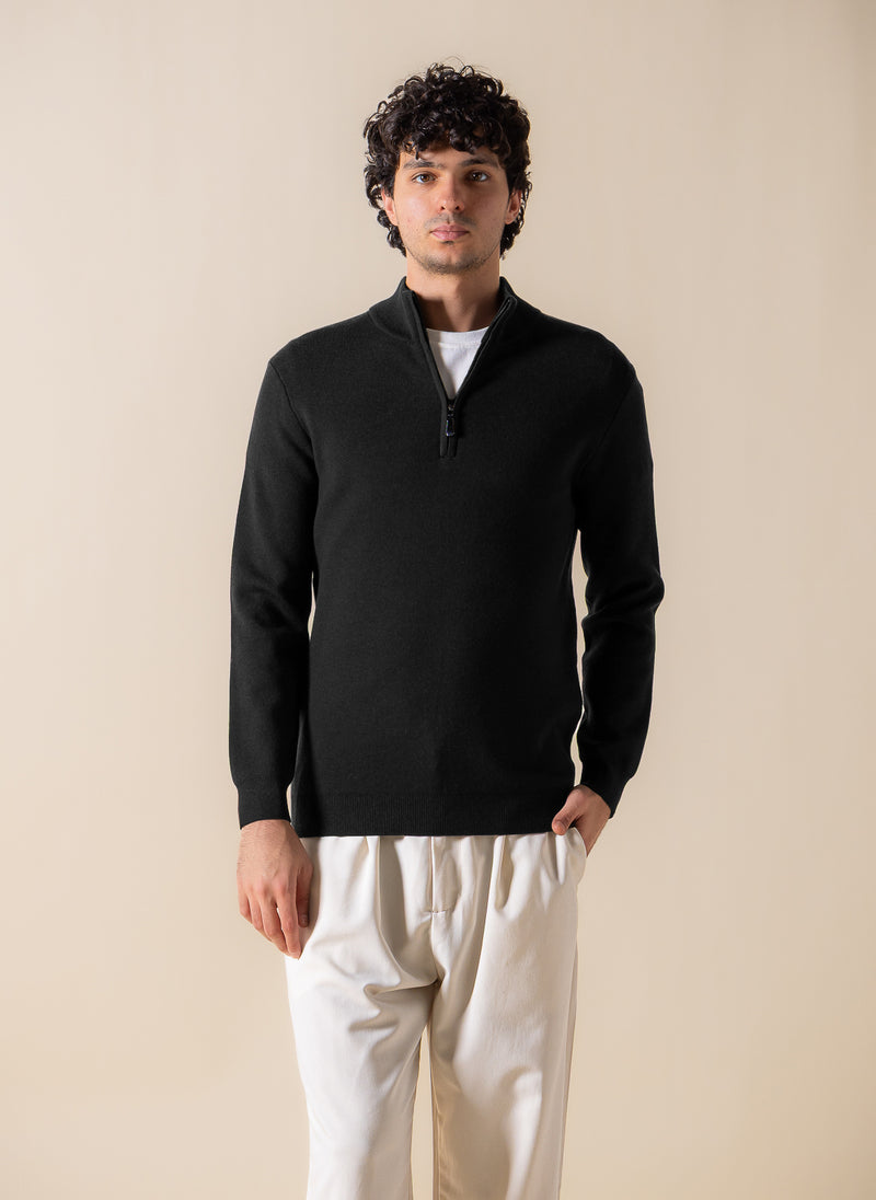FINE KNIT QUATER-ZIP JUMPER