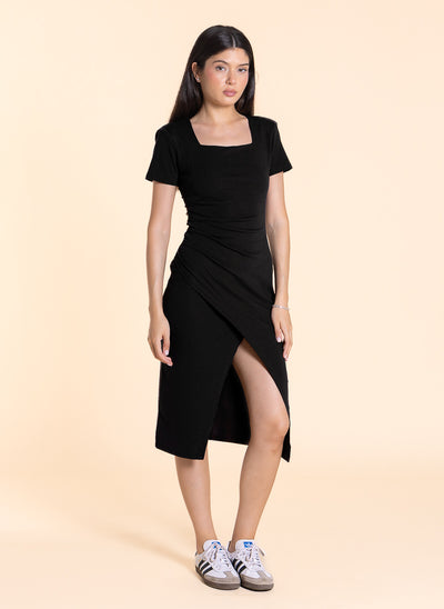 FITTED MIDI DRESS WITH SLIT