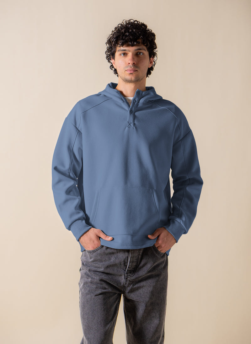 BUTTON DETAILED COMFORT HOODIE