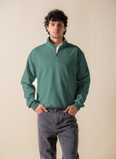 EMBROIDERED QUARTER-ZIP SWEATSHIRT