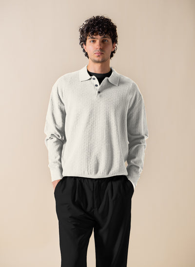 TEXTURED POLO SWEATSHIRT