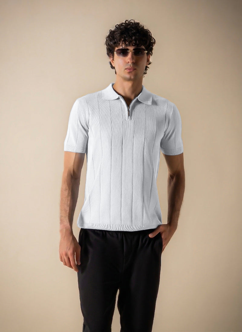 SLIM KNITTED POLO SHIRT WITH ZIP – SHAPES | UAE | Shop for the Latest ...