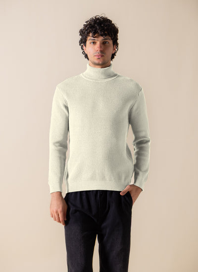 RIBBED HIGH-NECK SWEATER