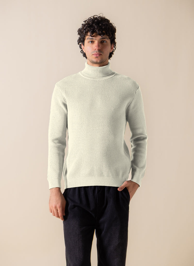 RIBBED HIGH-NECK SWEATER