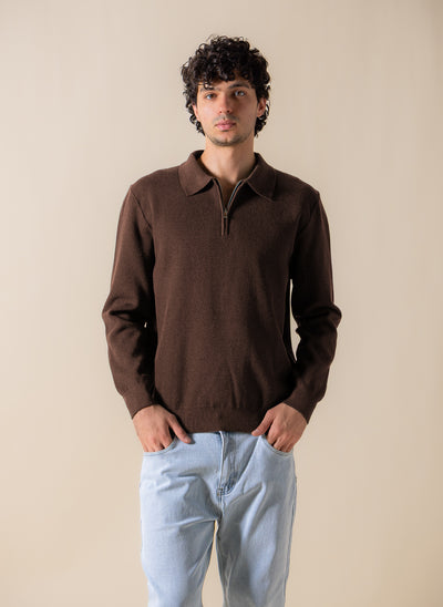 KNITTED POLO SHIRT WITH ZIP