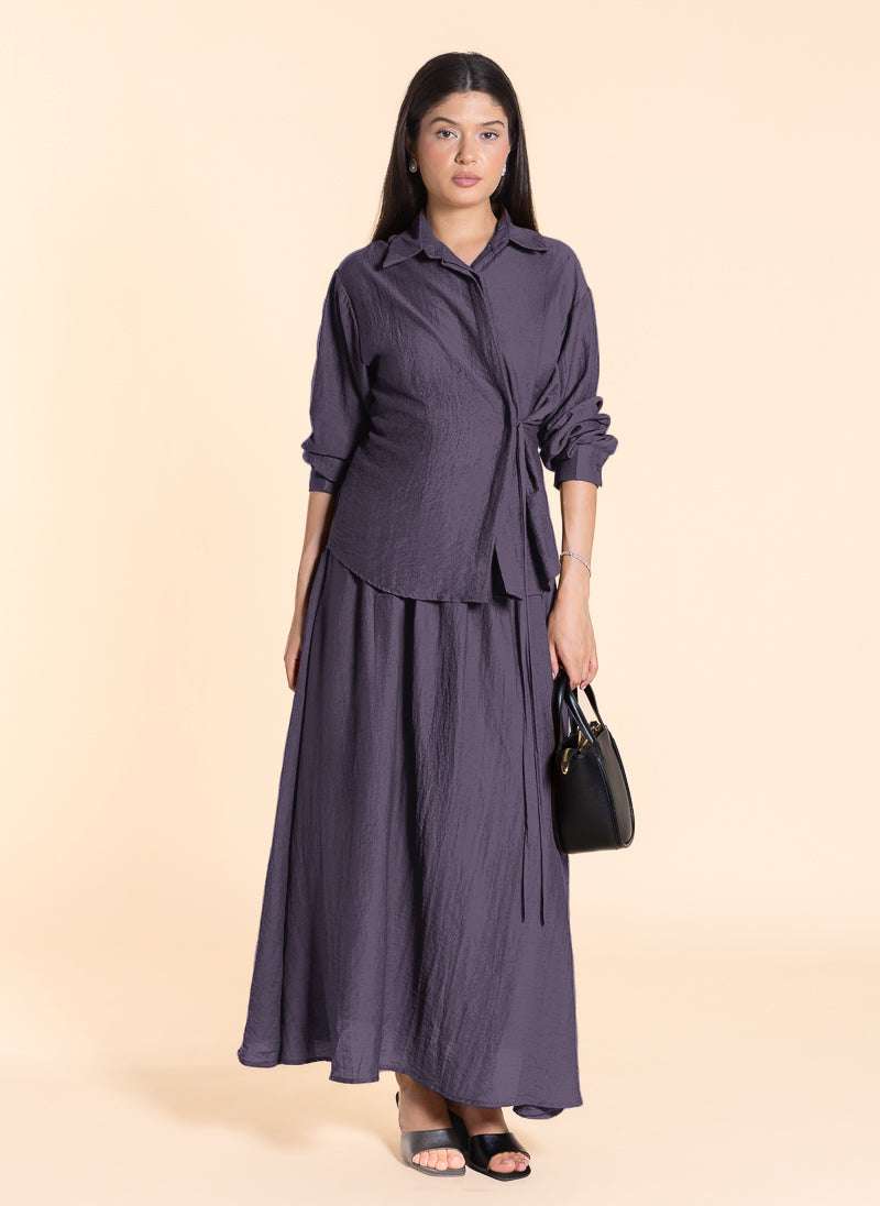 DETAIL WRAPPED SHIRT SET WITH SKIRT