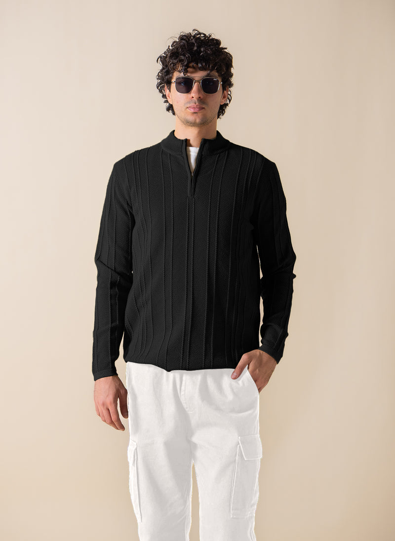 TEXTURED QUARTER-ZIP JUMPER