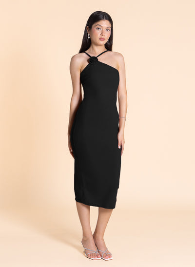 DETAILED FITTED MIDI DRESS