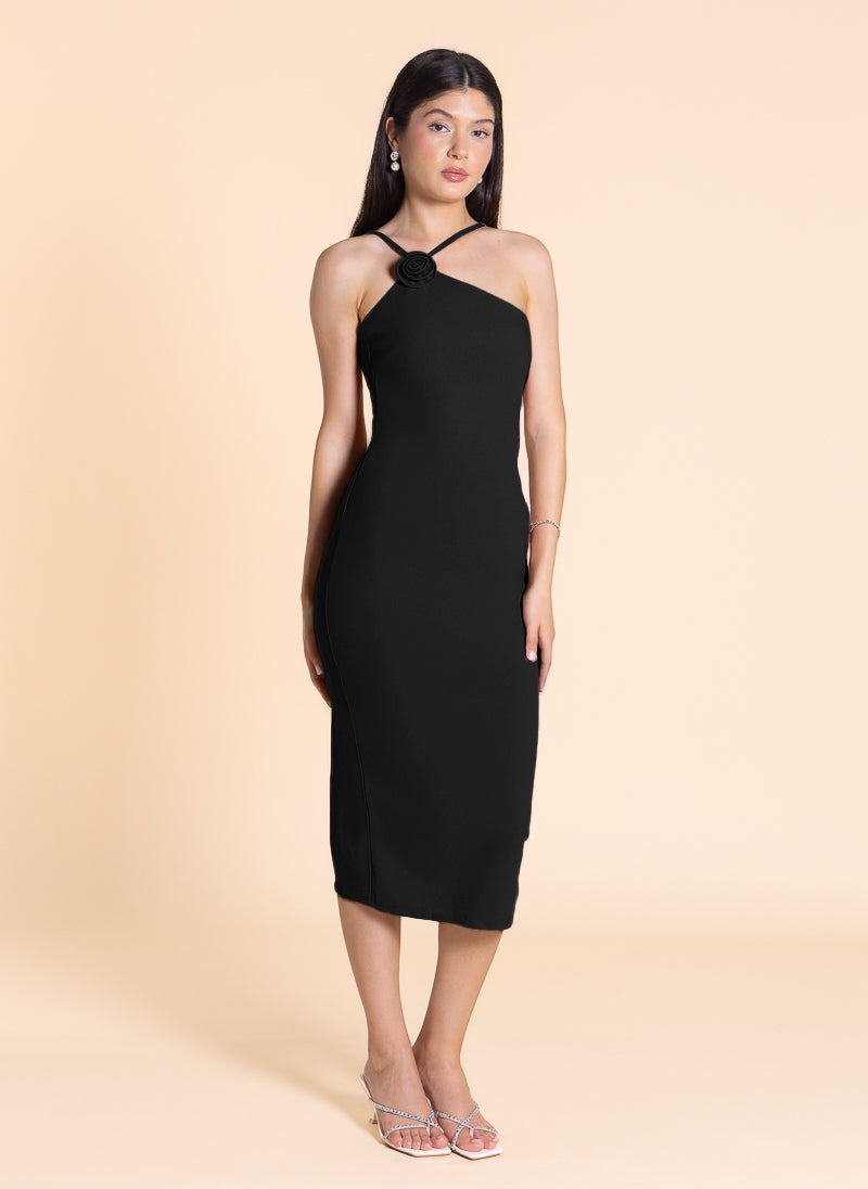 DETAILED FITTED MIDI DRESS
