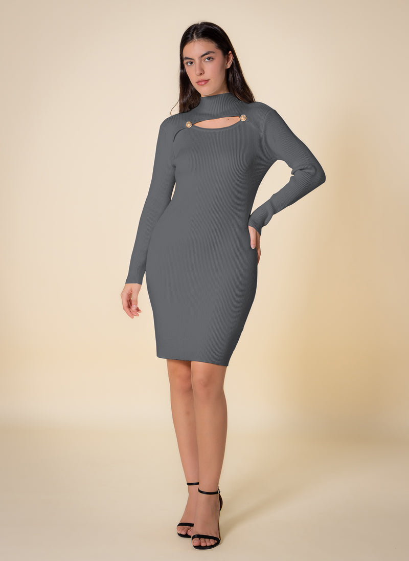 DETAILED SHORT KNIT DRESS