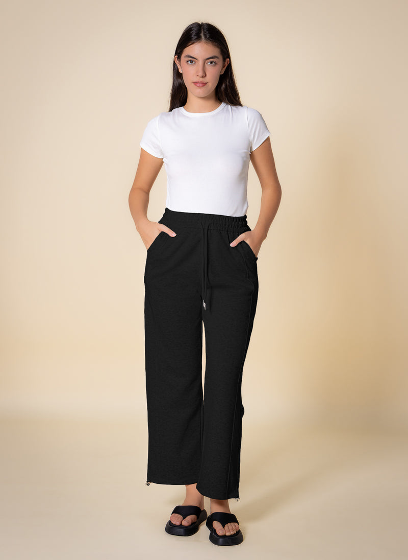 WIDE LEG PLUSH COMFORT TROUSERS