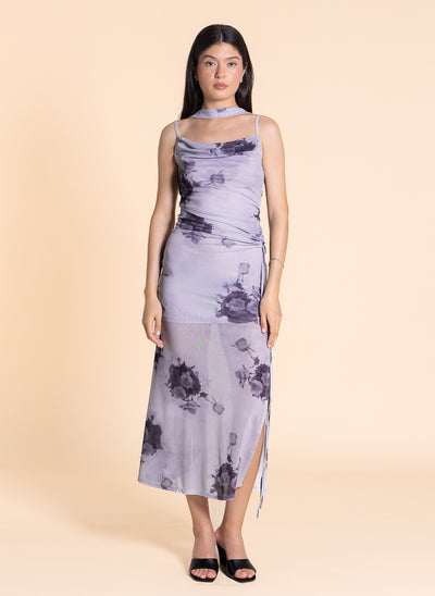 ABSTRACT PRINTED MIDI DRESS