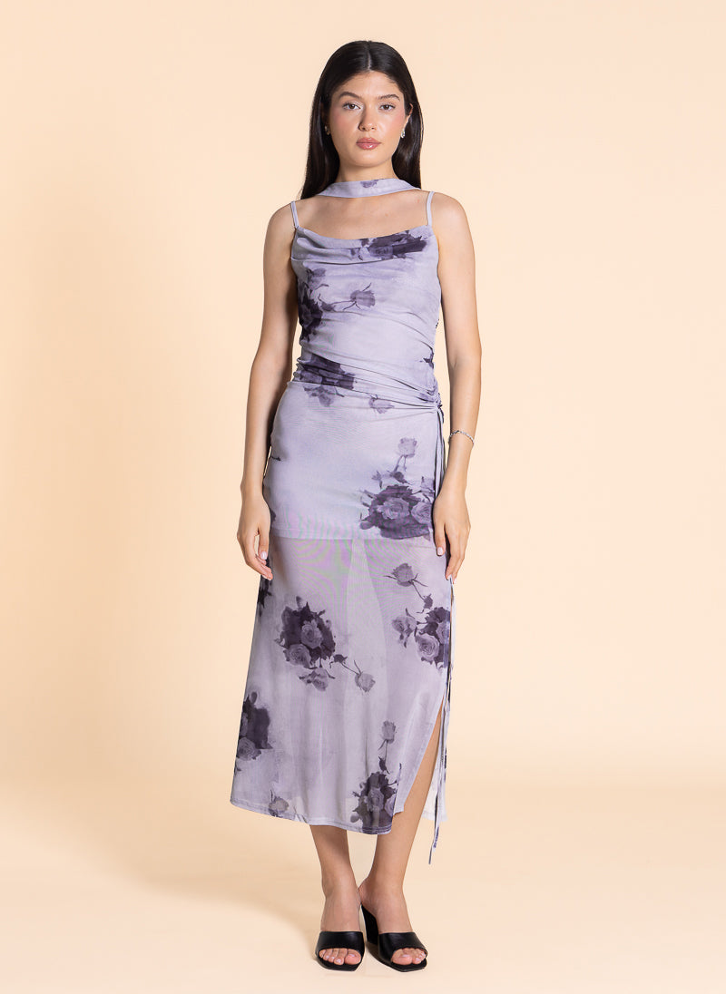 ABSTRACT PRINTED MIDI DRESS
