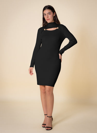 DETAILED SHORT KNIT DRESS