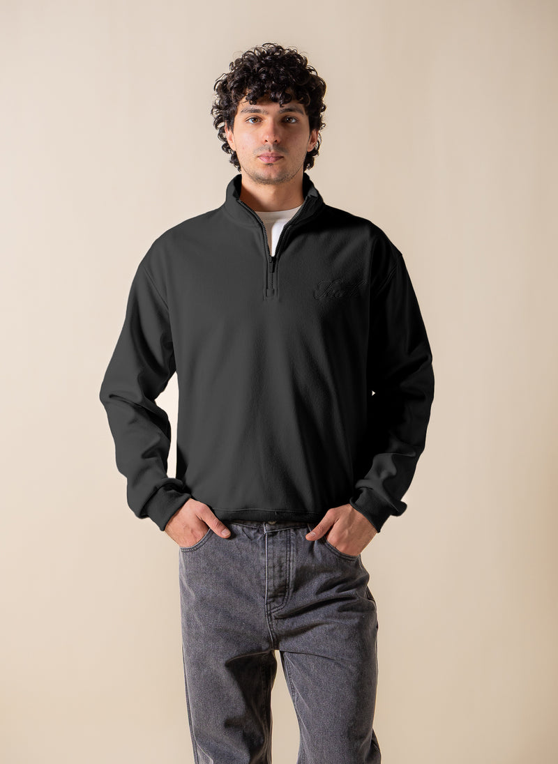 EMBROIDERED QUARTER-ZIP SWEATSHIRT