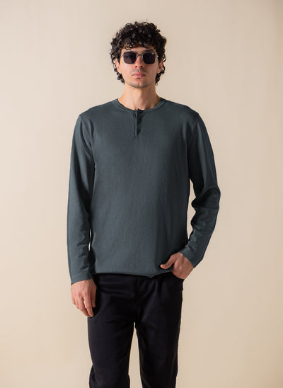 FINE KNIT HENLEY T-SHIRT
