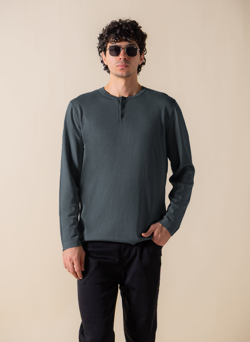 FINE KNIT HENLEY T-SHIRT