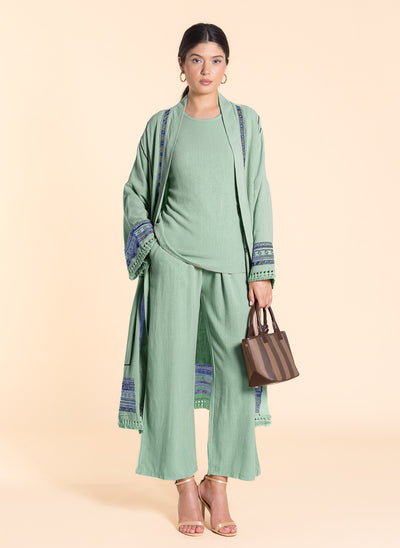 DETAILED EMBROIDERED KIMONO SET