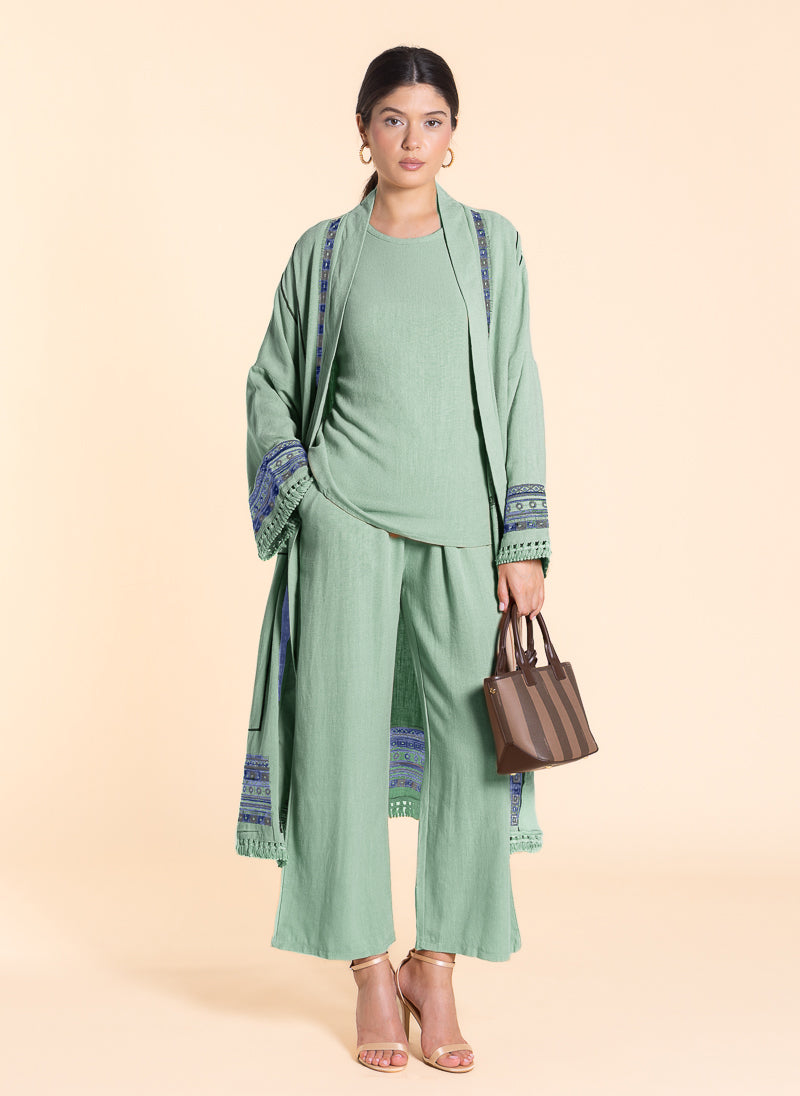 DETAILED EMBROIDERED KIMONO SET