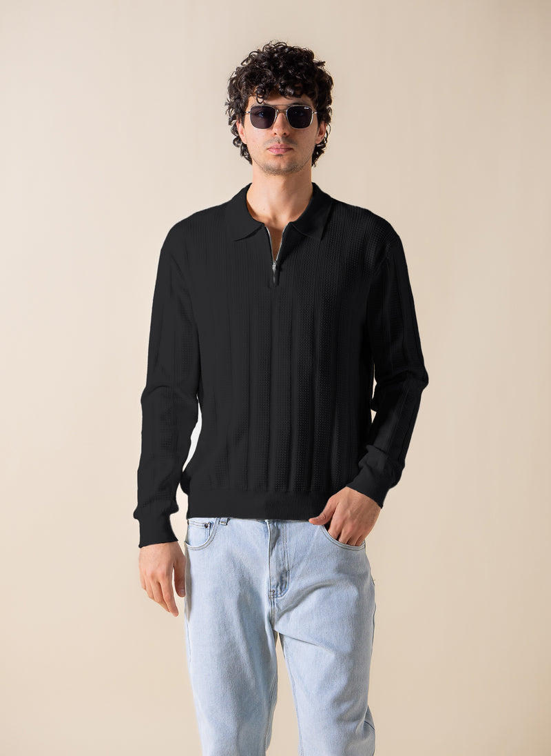 ZIPPER DETAIL POLO SHIRT