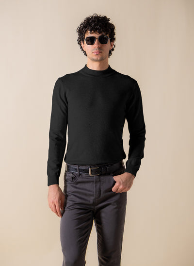 FINE KNIT MOCK-NECK SWEATER