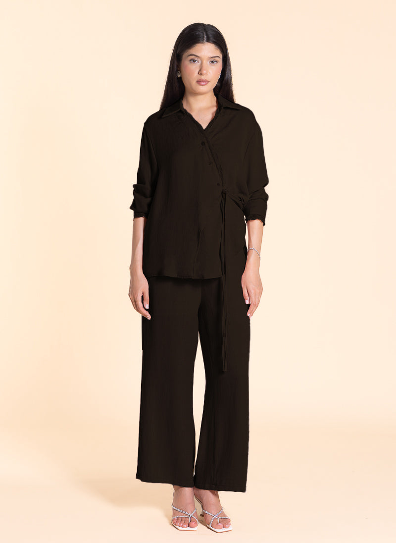 LACE DETAILED WRAP SHIRT SET