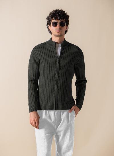 TEXTURED CARDIGAN WITH ZIP