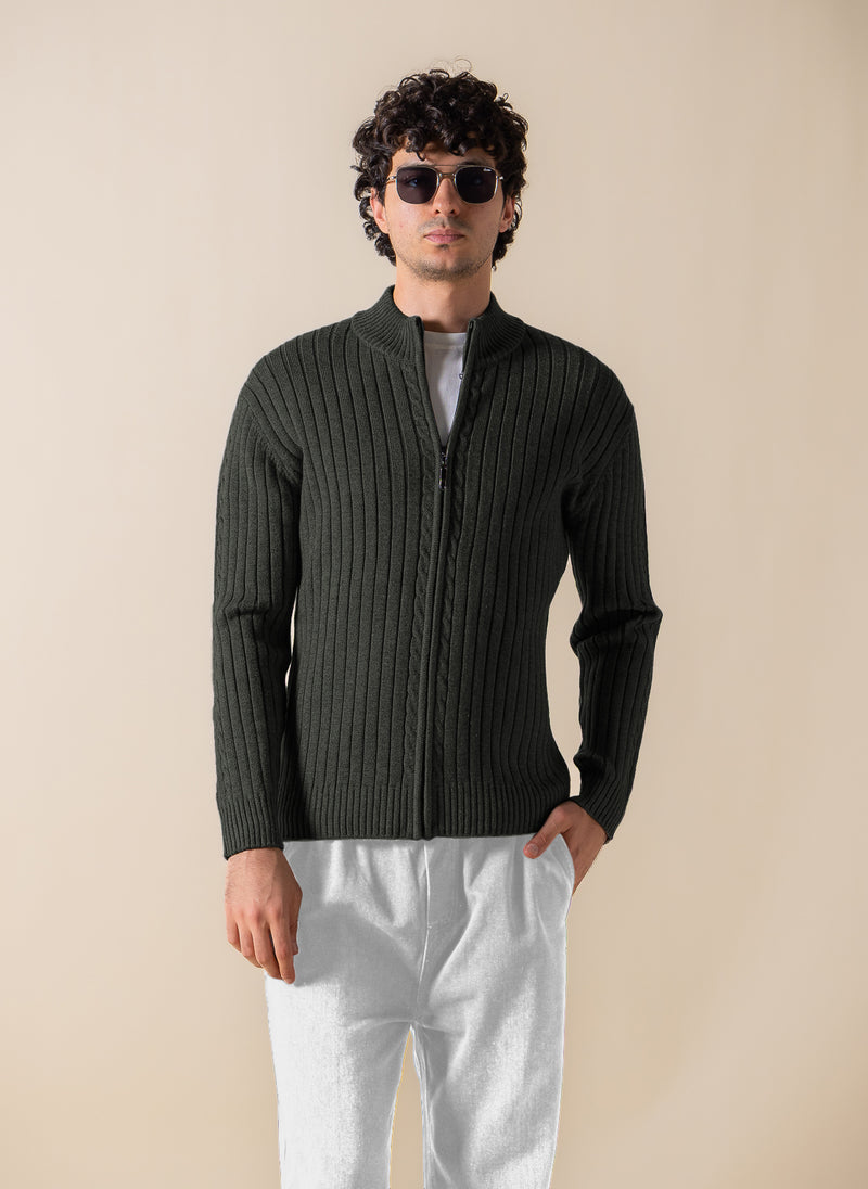 TEXTURED CARDIGAN WITH ZIP