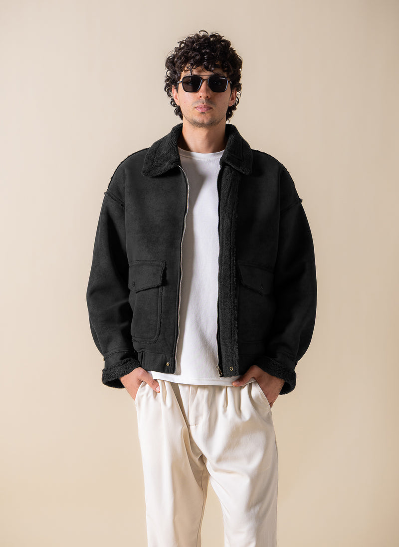 FAUX FUR ZIP-UP JACKET