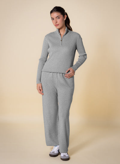 QUATER ZIP SWEATER SET