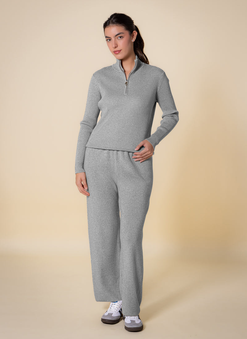 QUATER ZIP SWEATER SET
