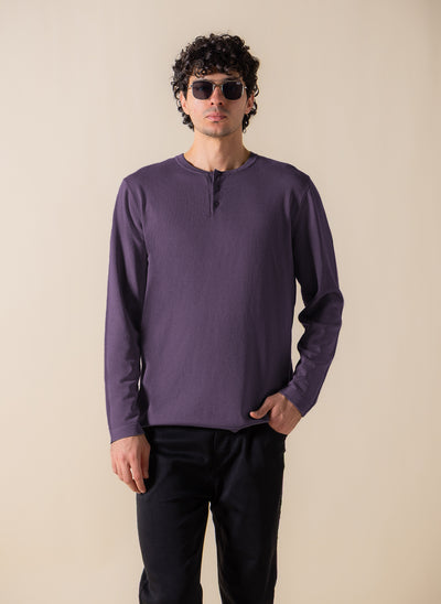 FINE KNIT HENLEY T-SHIRT