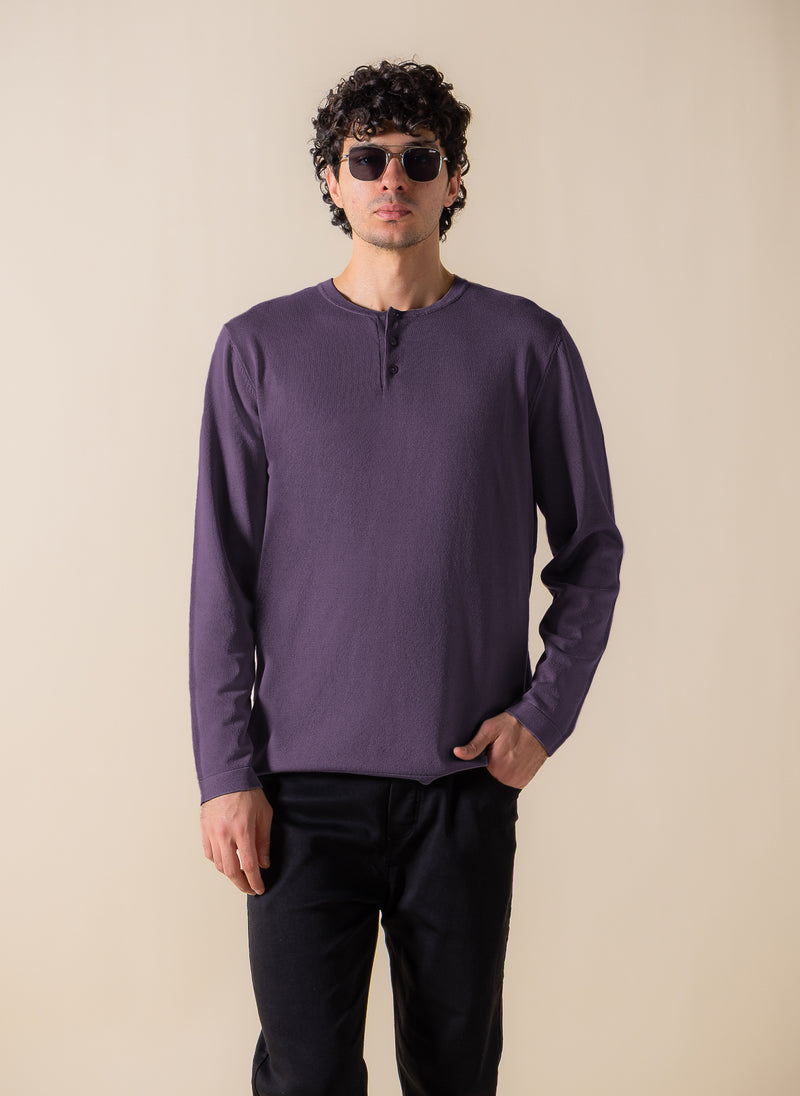 FINE KNIT HENLEY T-SHIRT