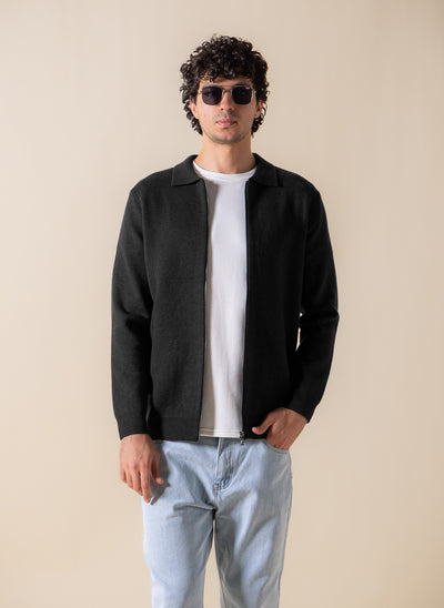 FINE KNIT ZIP-UP JACKET