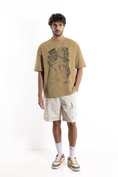 PRINTED COTTON BLEND T-SHIRT