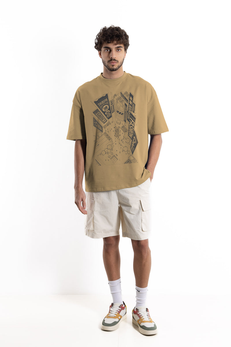 PRINTED COTTON BLEND T-SHIRT