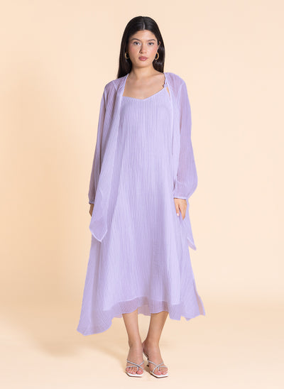 TEXTURED LIGHT MIDI DRESS WITH JACKET