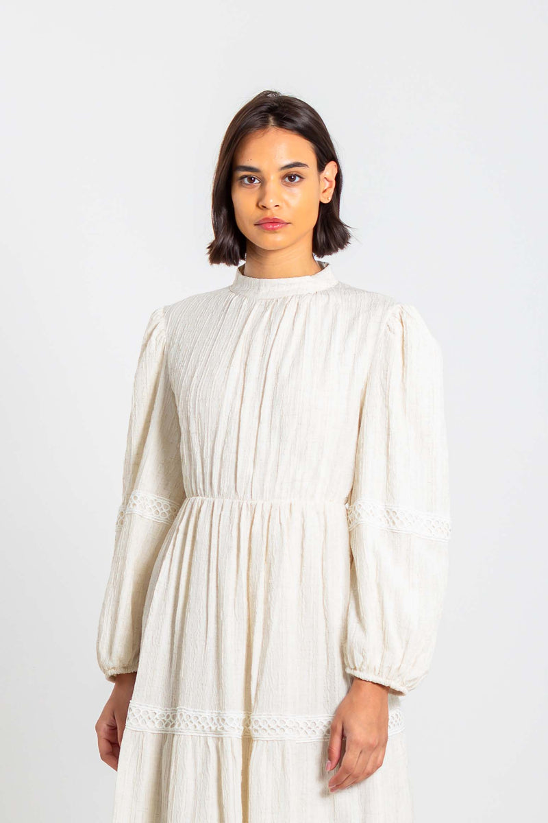 TEXTURED LINEN BLEND DRESS