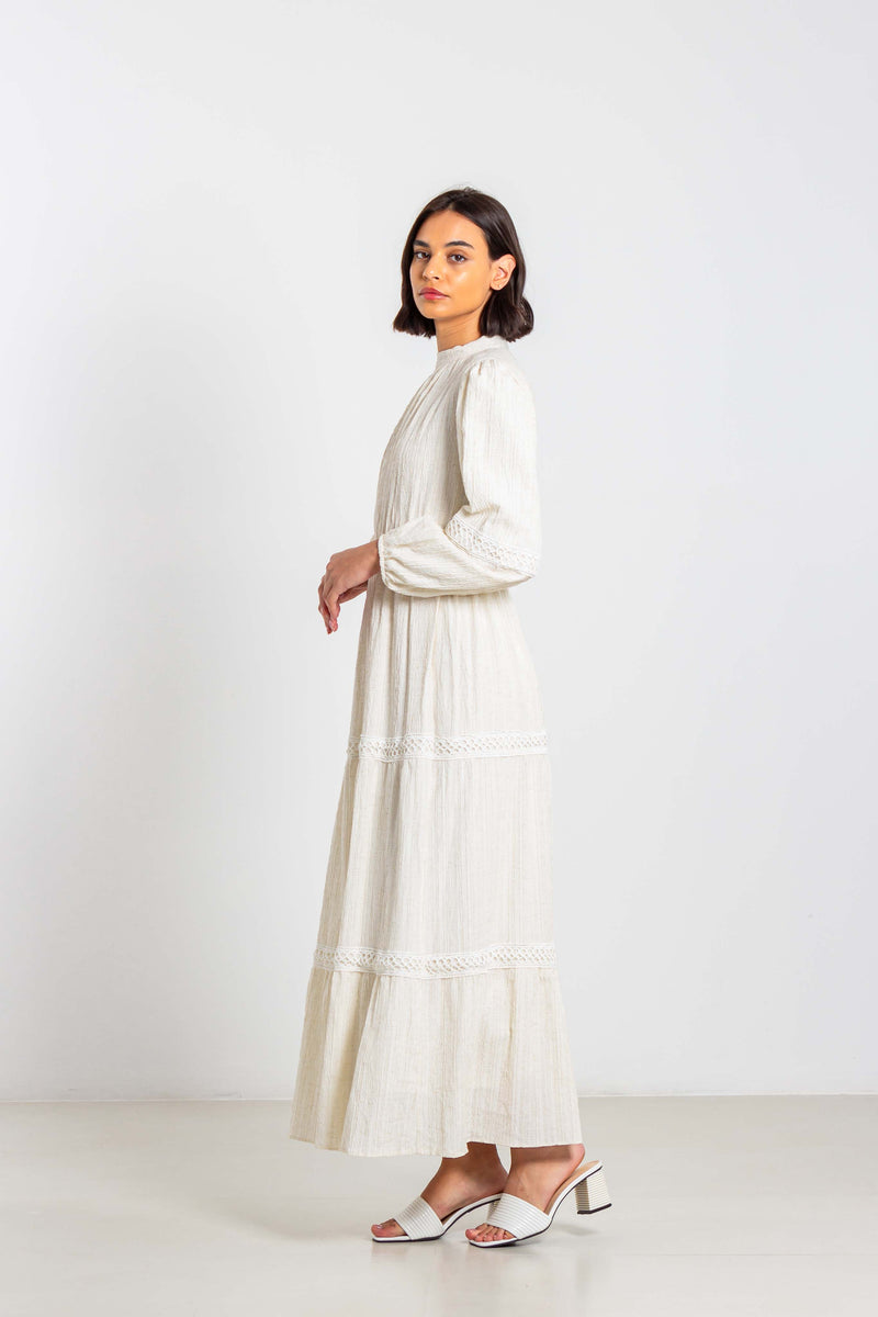 TEXTURED LINEN BLEND DRESS