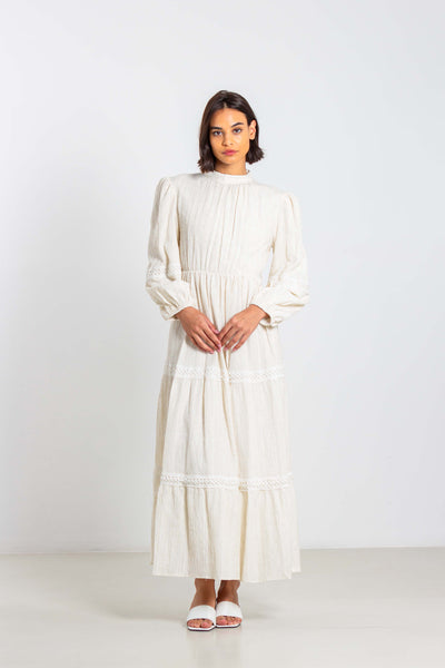 TEXTURED LINEN BLEND DRESS